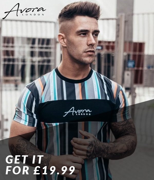 Avora London Rise Stripe Panel Tee - Black/Orange/Teal