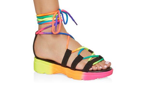 Sporty Lace Up Platform Sandals