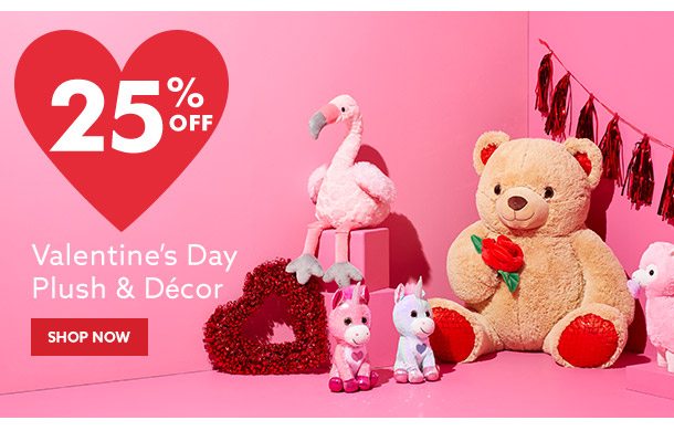 25% off Valentines Day plush & Decor