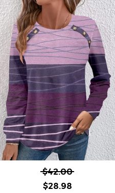 ROTITA Plus Size Patchwork Dark Reddish Purple Round Neck Sweatshirt