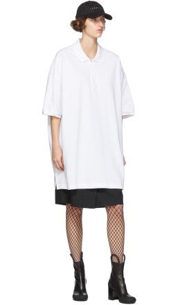 Random Identities - White Oversized Cut-Out Polo