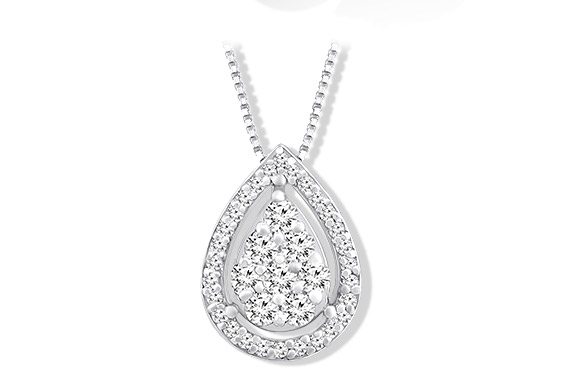 Diamond & white gold teardrop necklace