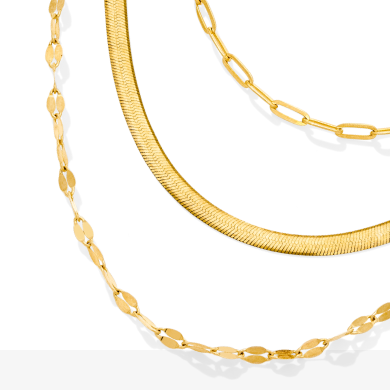 Solid Multi-Layer Necklace 10K Yellow Gold 17''