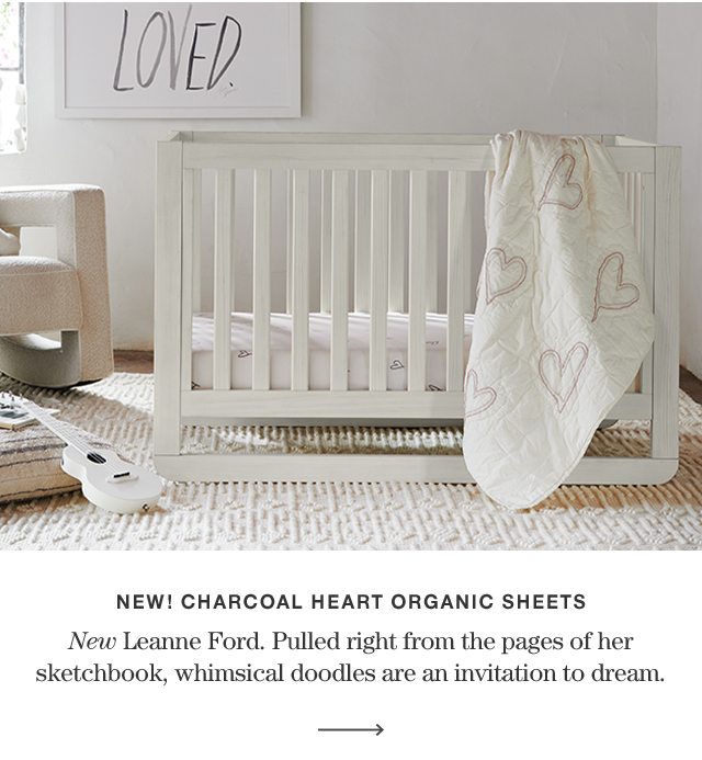 Charcoal Heart Organic Baby Bedding
