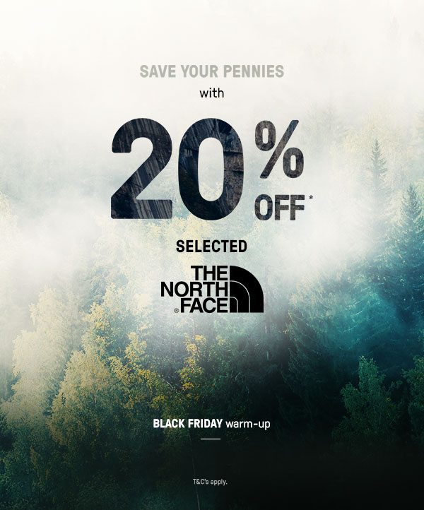 20% off selected The North Face 