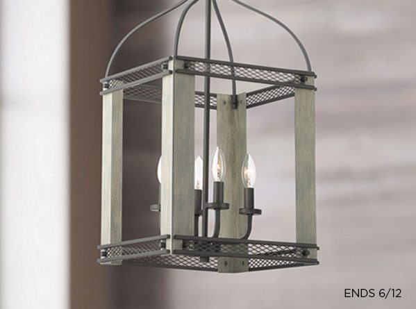 Gallo 14" Wide Bronze and Painted Wood 4-Light Lantern Pendant Light - Ends 6/12