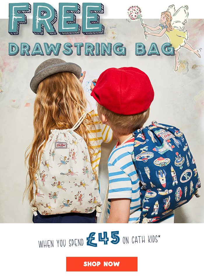 FREE drawstring bag when you spend £45 or more