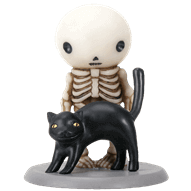 Lucky and Black Cat Skeleton Statue