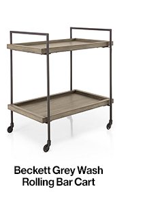 Beckett Grey Wash Rolling Bar Cart