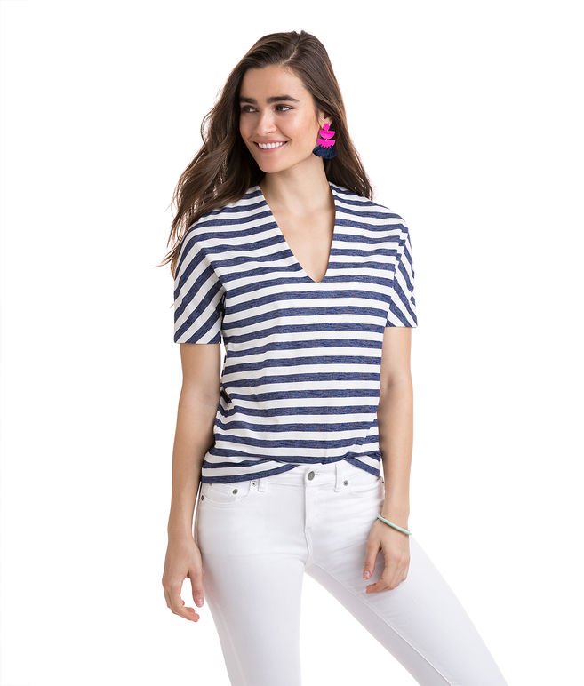 Stripe Knit Ponte Dolman Tee