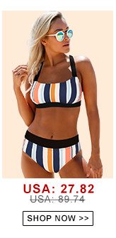 Tie Back Multicolor Striped Bikini Set 