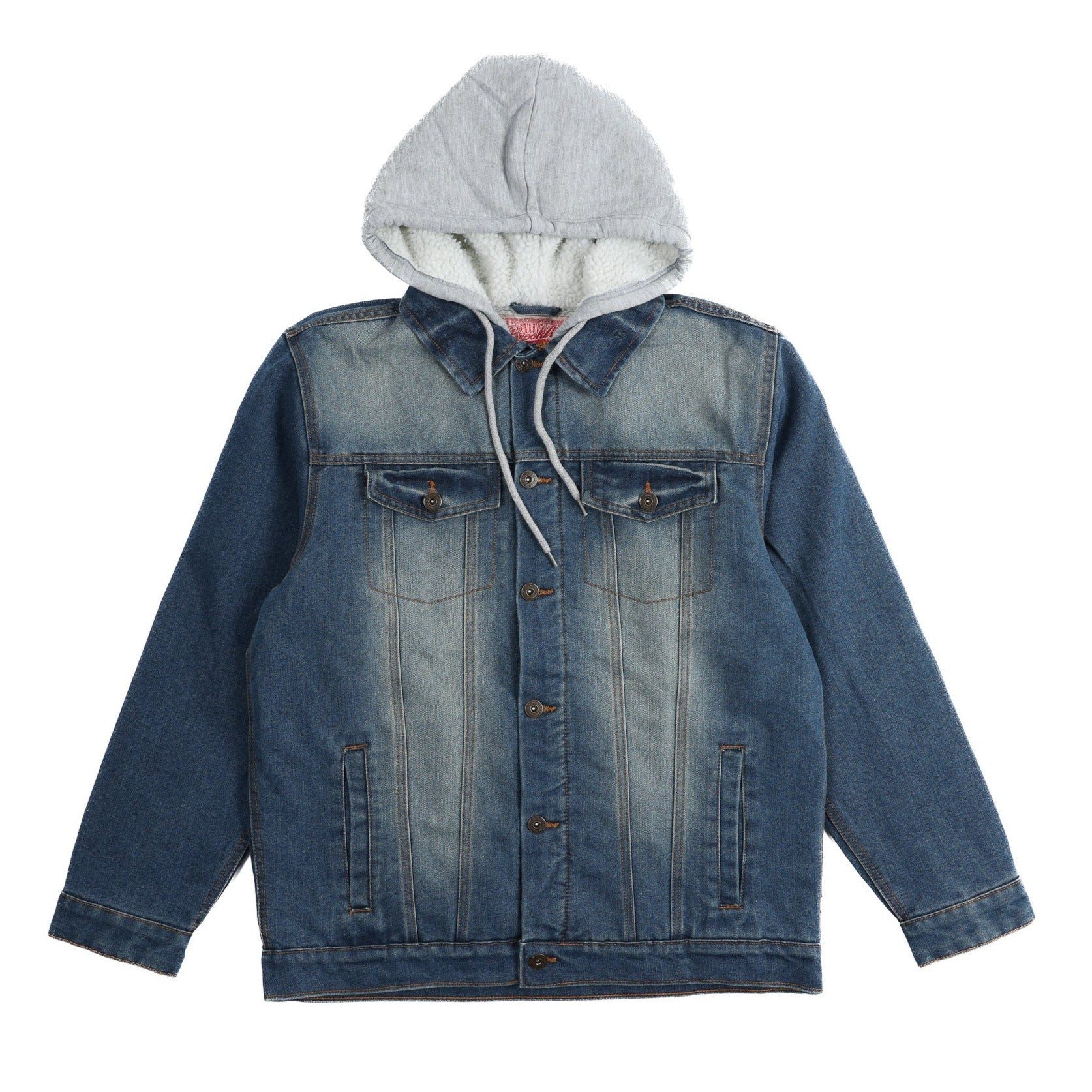 Image of Sherpa Lined Hooded Denim Jacket