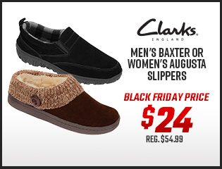 Clarks Men's Baxter or Women's Augusta Slippers