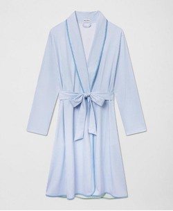 Brooks Brothers X LAKE Women's Belted Bathrobe in Classic Blue Oxford Stripe