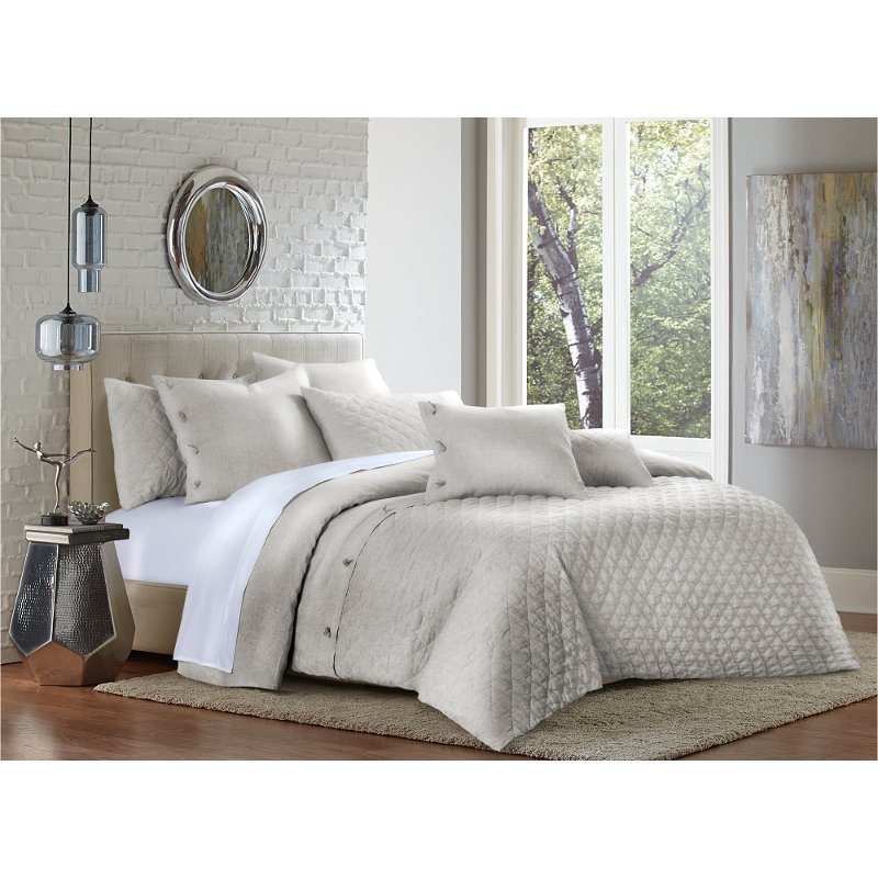 Natural Linen 7 Piece Queen Bedding Collection - Gibson