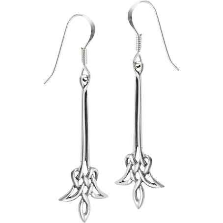 Image of Sterling Silver Knotwork Flower Dangle Earrings