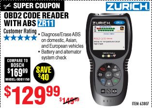  ZR11 OBD2 Code Reader with ABS 