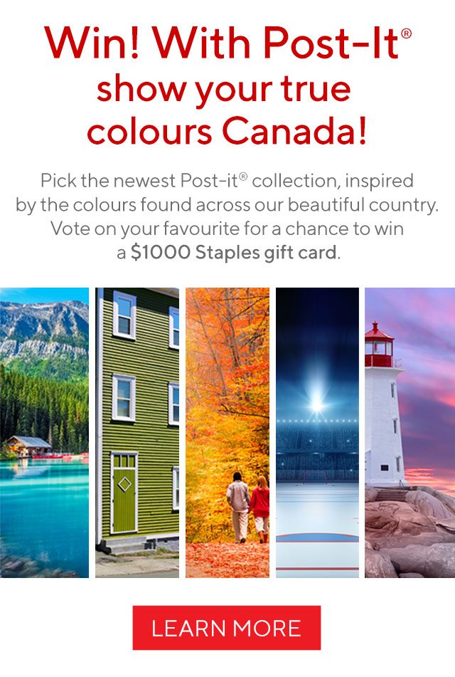 Win with Post-It - a chance to win a $1000 Staples gift card