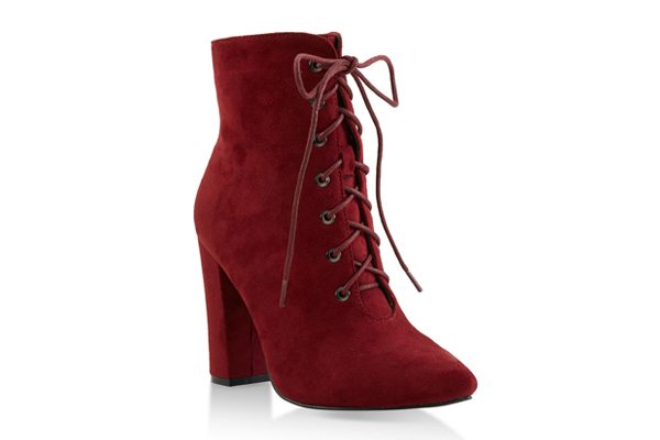 Pointed Toe Lace Up High Heel Booties