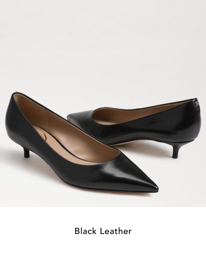 Franci Kitten Heel Pump (Black Leather)