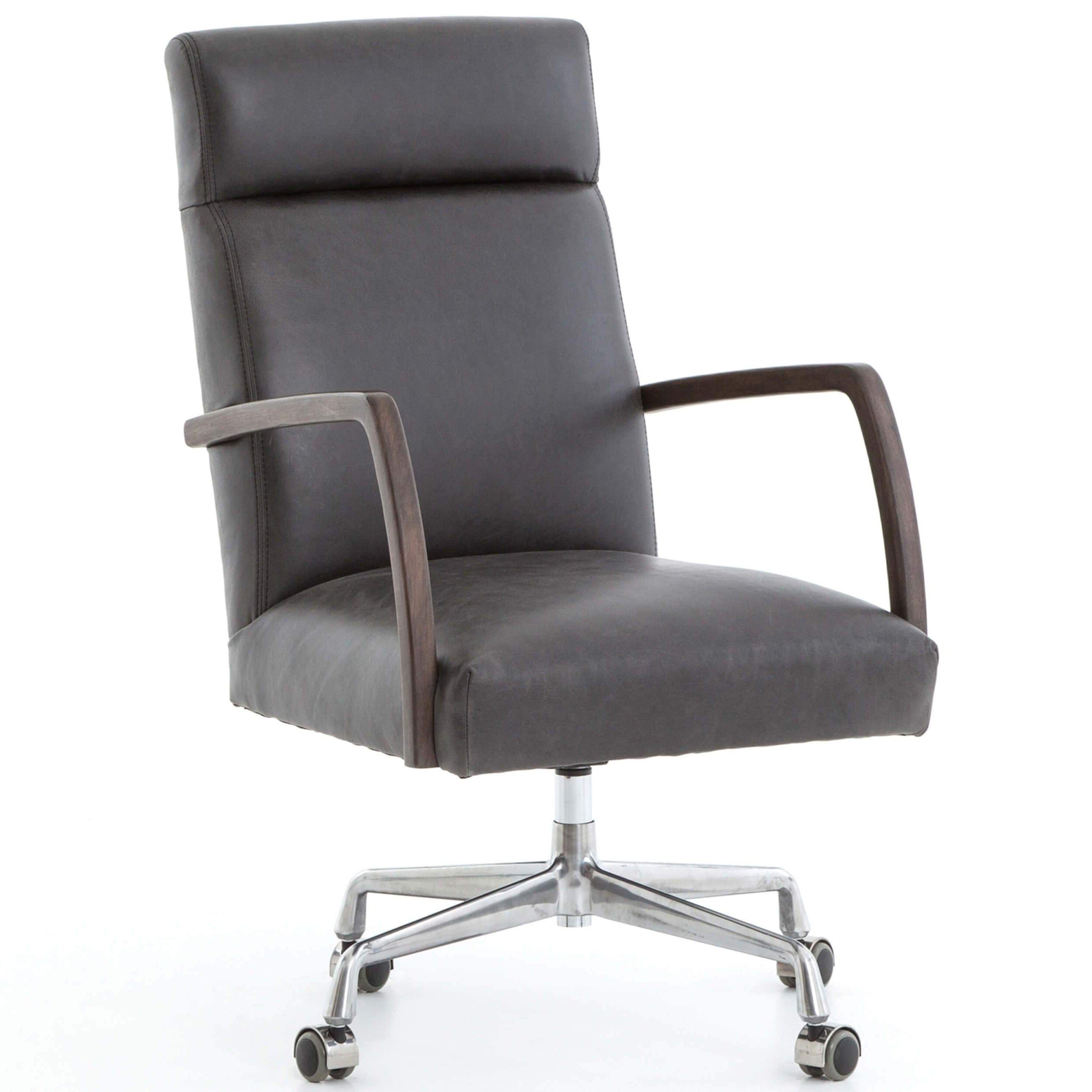 Image of Bryson Leather Desk Chair, Chaps Ebony