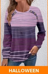 Dark Reddish Purple Patchwork Long Sleeve Round Neck Sweatshirt