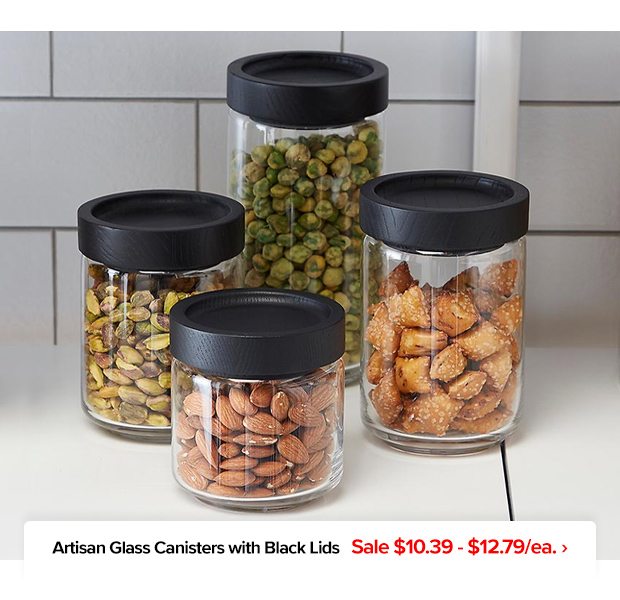 Artisan Glass Canisters with Black Lids ›