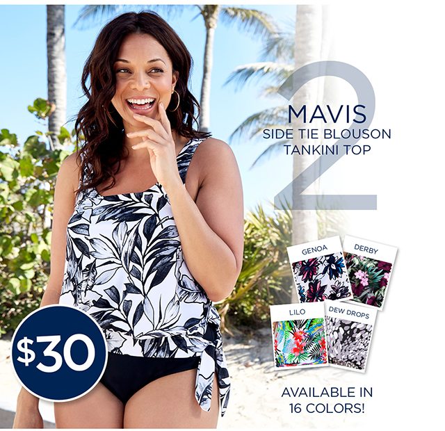 2. Mavis Side Tie Blouson Tankini Top