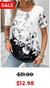 Black Lightweight Floral Print Short Sleeve T Shirt