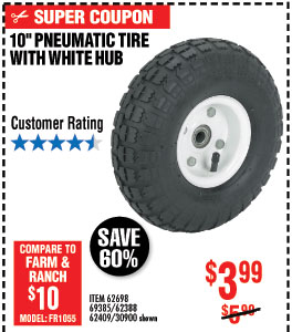 10 in. Pneumatic Tire with White Hub