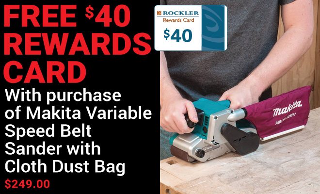 Makita Variable Speed Belt Sander w/Cloth Dust Bag + $40 Rewards Card