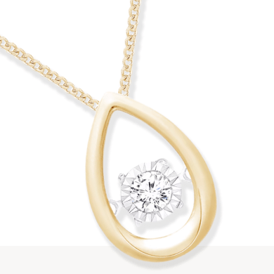 Unstoppable Love Diamond Teardrop Frame Necklace 1/10 ct tw 10K Yellow Gold 19''