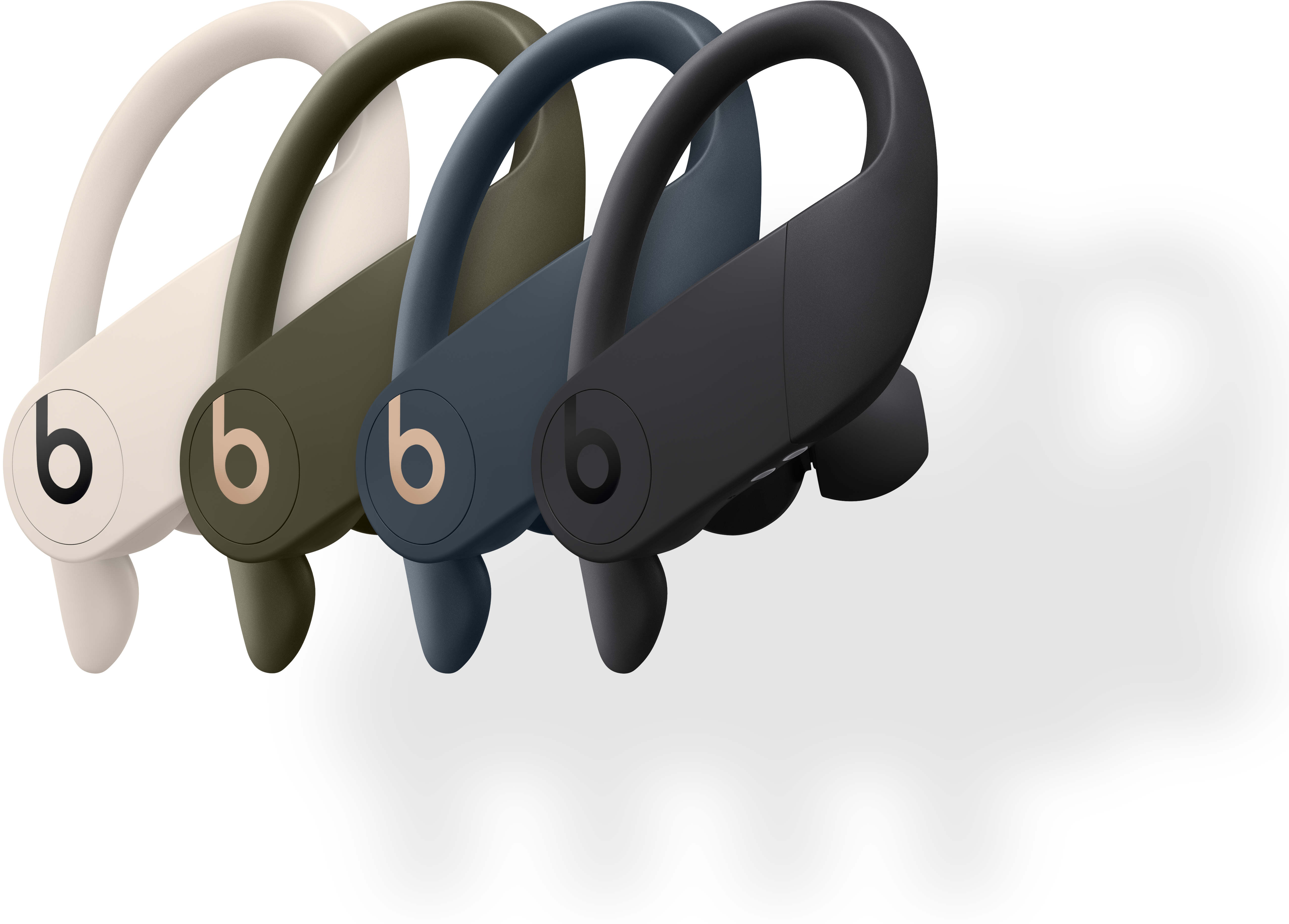 Image of all four Powerbeats Pro colors: Ivory, Moss, Navy, and Black.