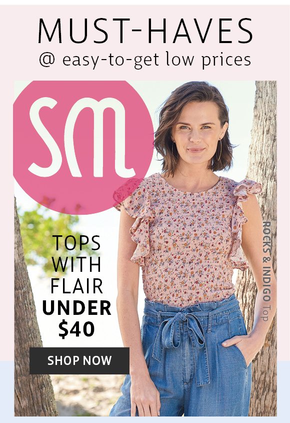 tops with flair under $40 - shop now