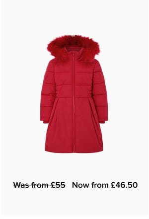 Flared padded coat with recycled fabric red