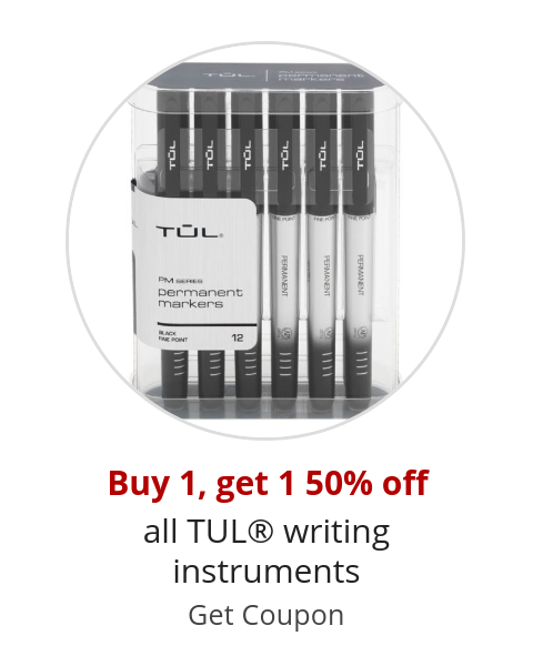 Buy 1, get 1 50% off all TUL® writing instruments Get Coupon