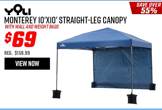 Yoli Monterey 10'x10' Straight-Leg Canopy with Wall and Weight Bags