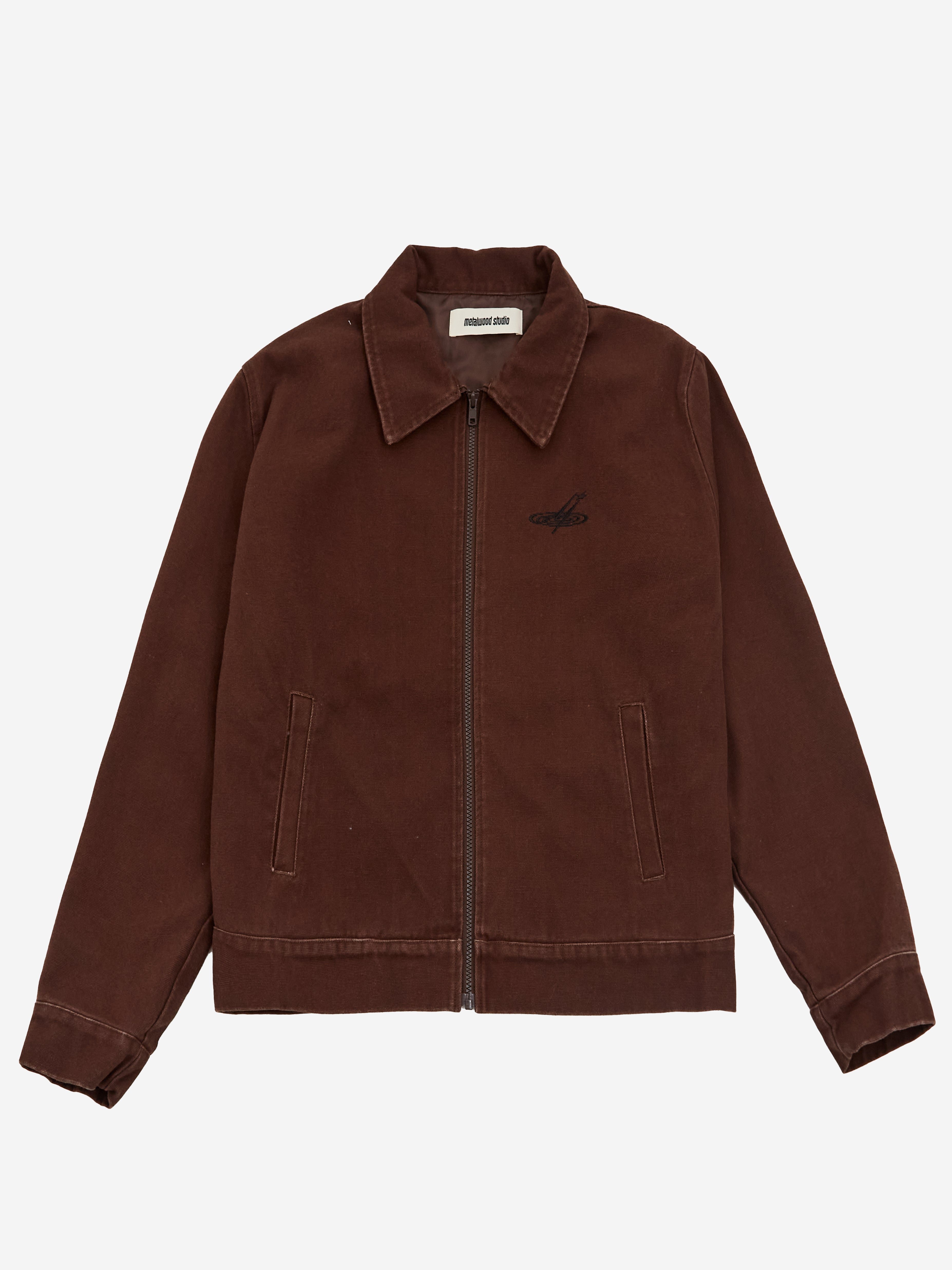 Image of metalwood Cotton Canvas Zip Jacket - Chocolate