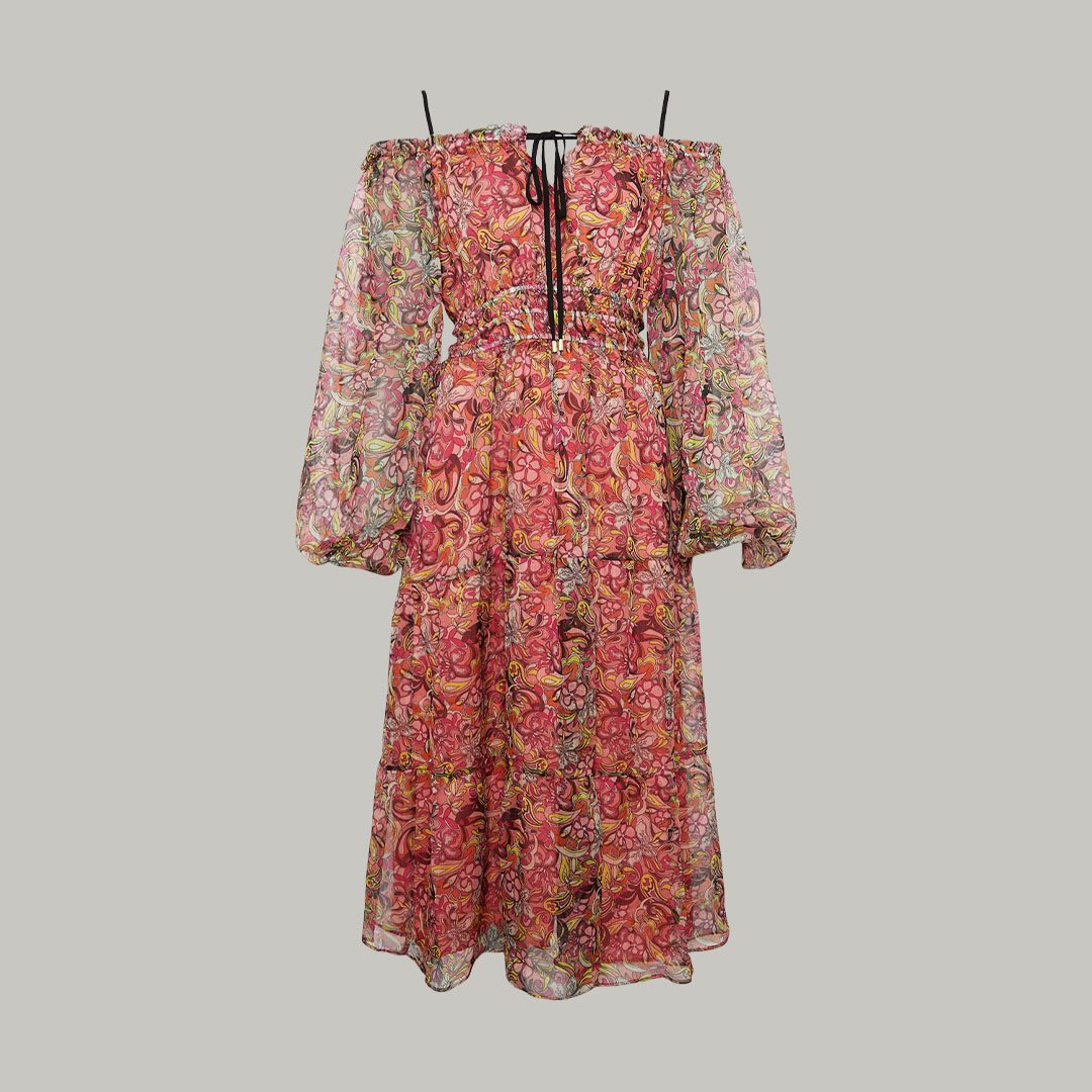 70's Paisley Bardot Woven Midi Dress