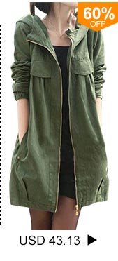 Zipper Up Hooded Collar Pocket Army Green Coat