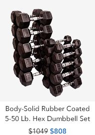 Shop Body-Solid Rubber Coated 5-50 Lb. Hex Dumbbell Set