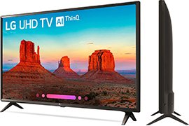LG 43UK6300PUE 43 4K Active HDR Smart LED-backlit TV (2018 Model) w/ AI ThinQ Google Assistant, 3x HDMI Inputs