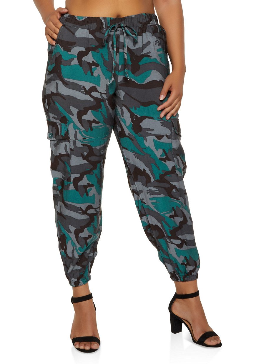 Plus Size Camo Cargo Joggers