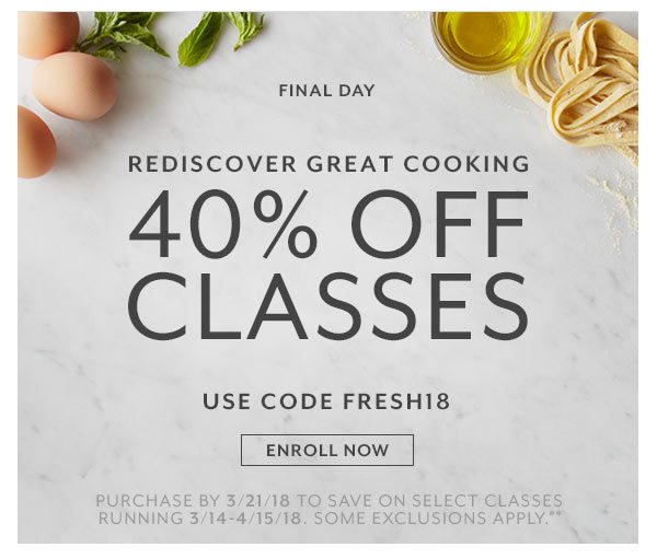 40% Off Cooking Classes