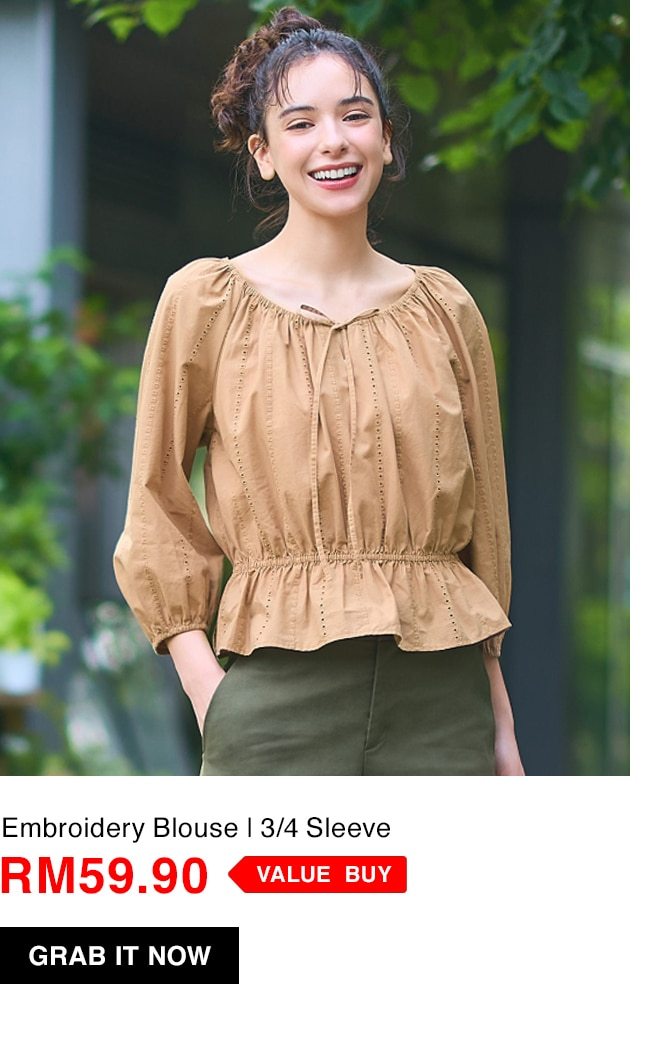 Embroidery Blouse | 3/4 Sleeve