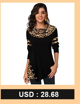 Leopard Print Button Detail Long Sleeve T Shirt