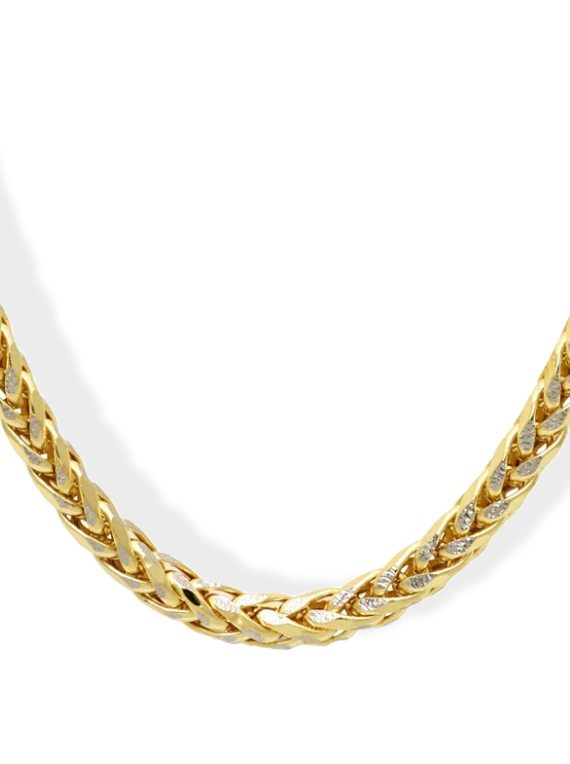 Men's Diamond-Cut Hollow Palmier Chain Necklace 14K Yellow Gold 20in