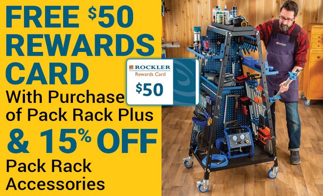 $50 Rewards Card with Pack Rack and 15% off Accessories