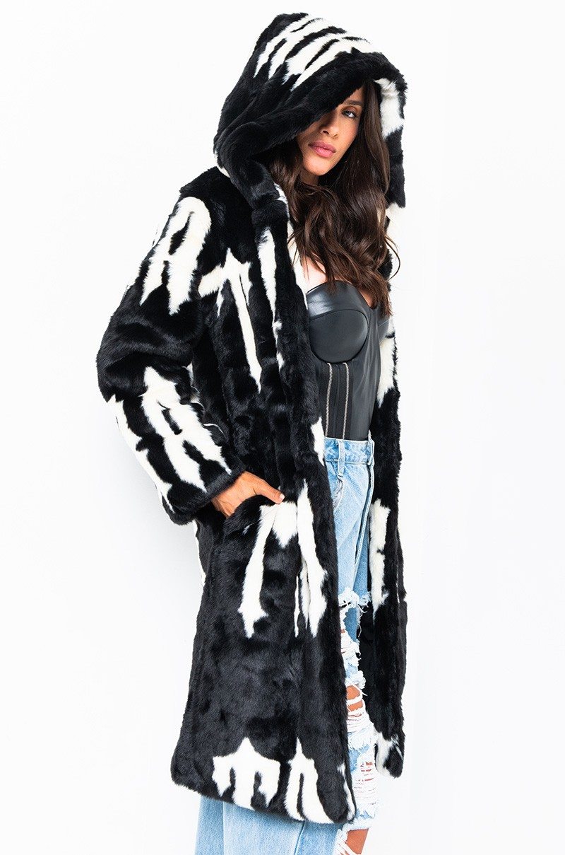 AZALEA WANG TRAPSTAR HOODIE FAUX FUR COAT