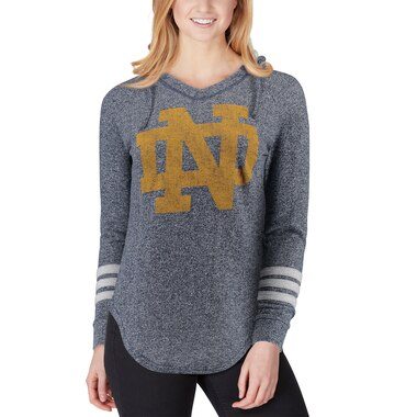 Concepts Sport Notre Dame Fighting Irish Women's Navy Walk-Off Marled French Terry V-Neck Hoodie